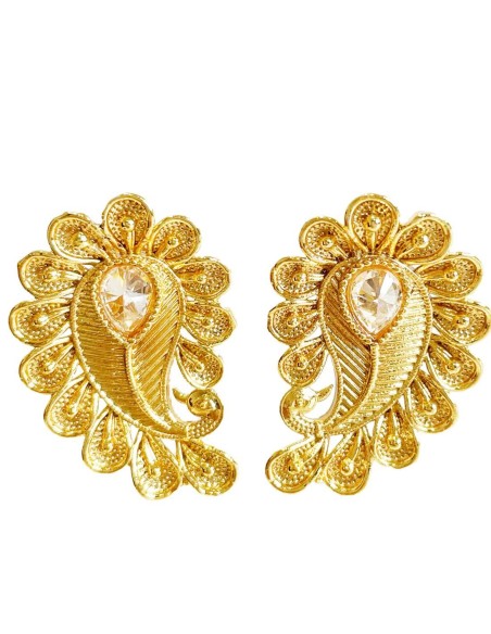 Pendientes de fiesta con forma de pluma y circonita