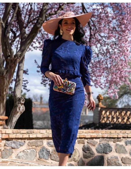 Conjunto de fiesta de top y falda estilo tubo