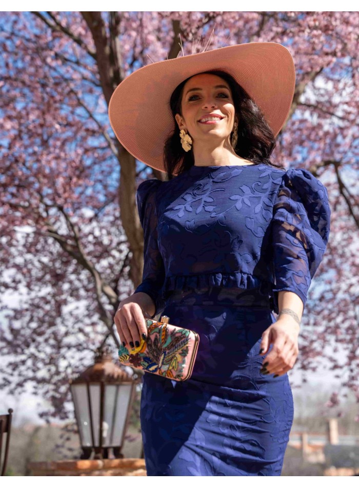 Conjunto de fiesta de top y falda estilo tubo marino