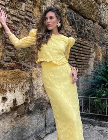 Guest ensemble of top and pencil skirt