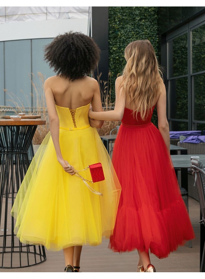 Midi party dress with sweetheart neckline and...