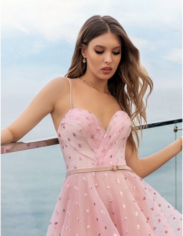 Plumeti midi dress with ruffle detail and sweetheart... 2