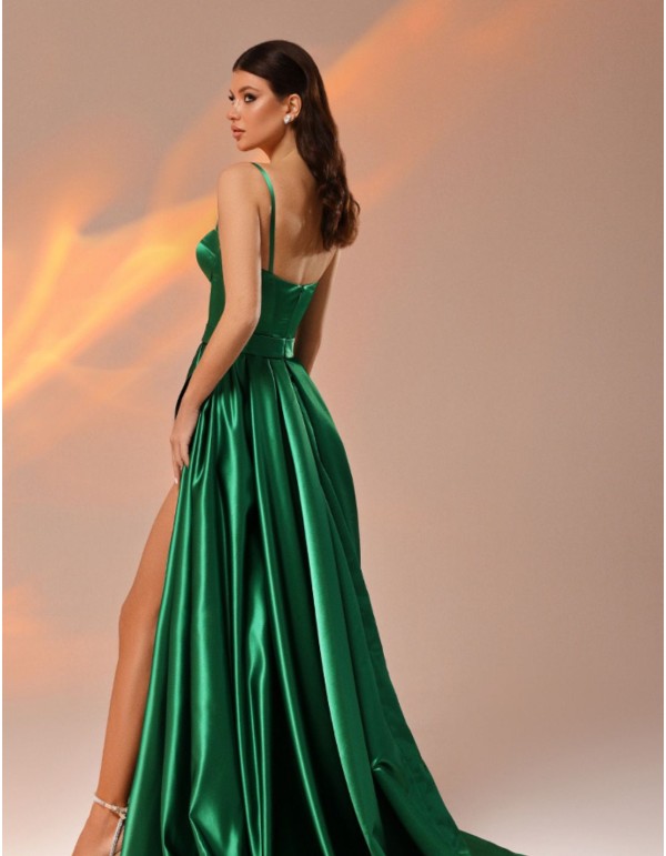 Robe longue de fête avec jupe croisée et fines bretelles 2