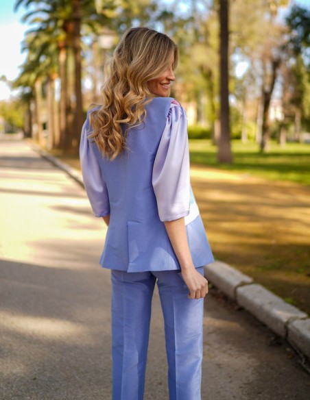 Gilet en soie sans manches avec poches doublées et Boutonnières