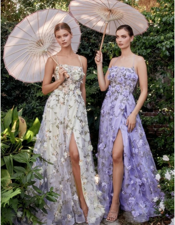 Floral print organza gown 2