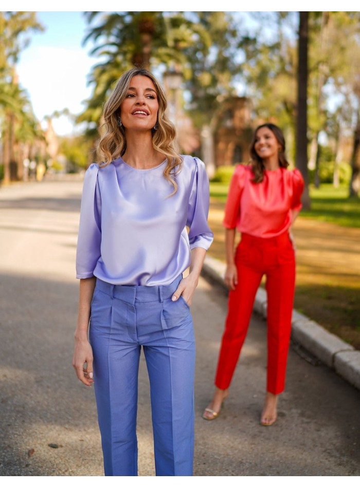 Pantalon de fête long à coupe droite avec pinces