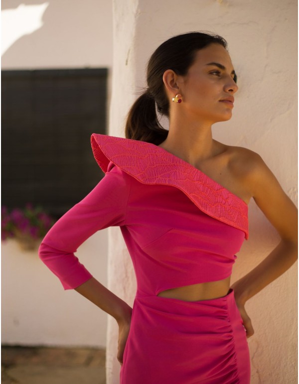 Vestido cóctel de fiesta cut-out con escote asimétrico y... 2