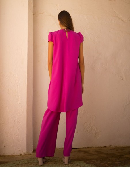 Ensemble de fête blouse asymétrique croisée et pantalon long