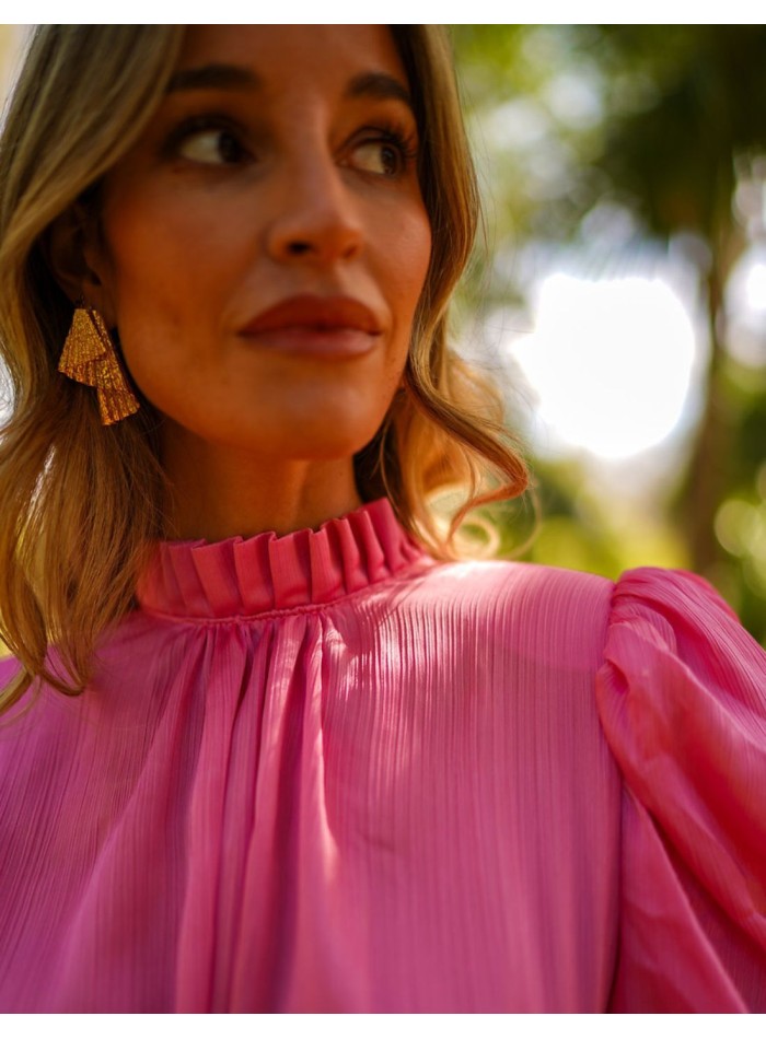 Robe de soirée midi plissée avec manches...