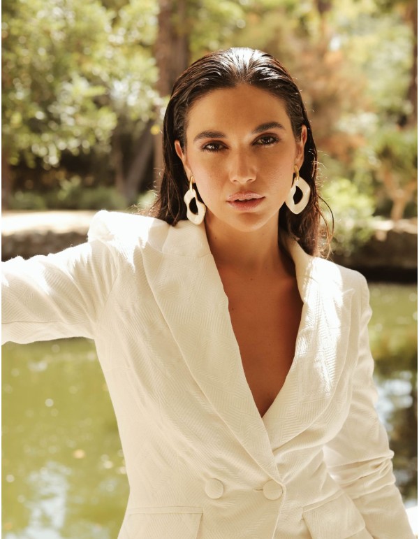 Pendientes XL de cerámica esmaltada con lustre de oro