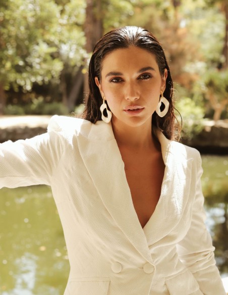 Boucle d'oreilles XL en céramique émaillée et dorée