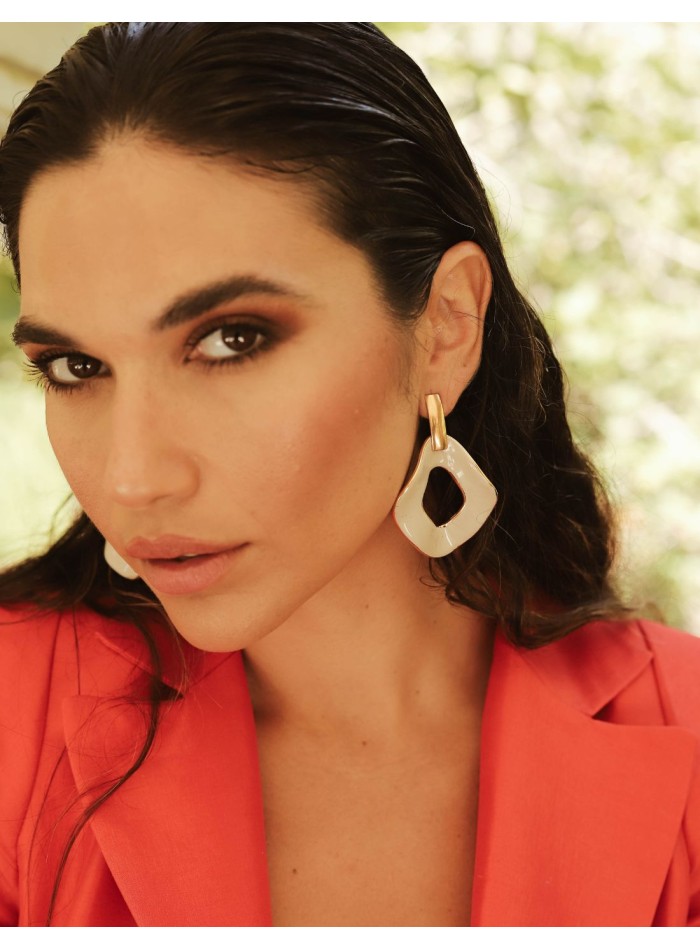 XL earrings in enamelled ceramic with gold lustre