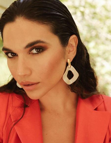 Boucle d'oreilles XL en céramique émaillée et dorée