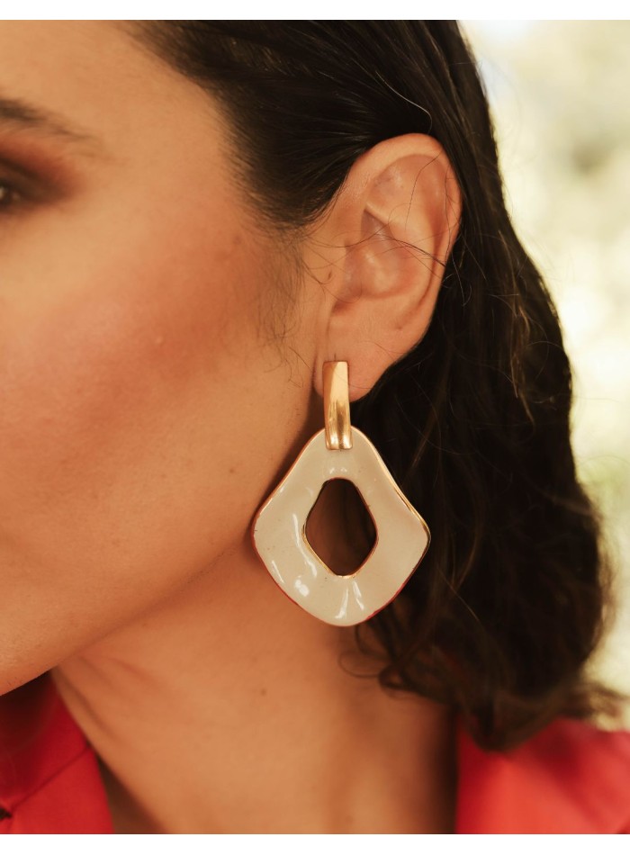 XL earrings in enamelled ceramic with gold lustre