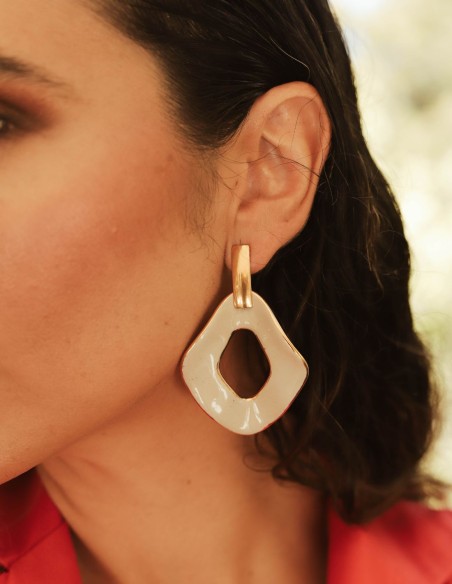 XL earrings in enamelled ceramic with gold lustre