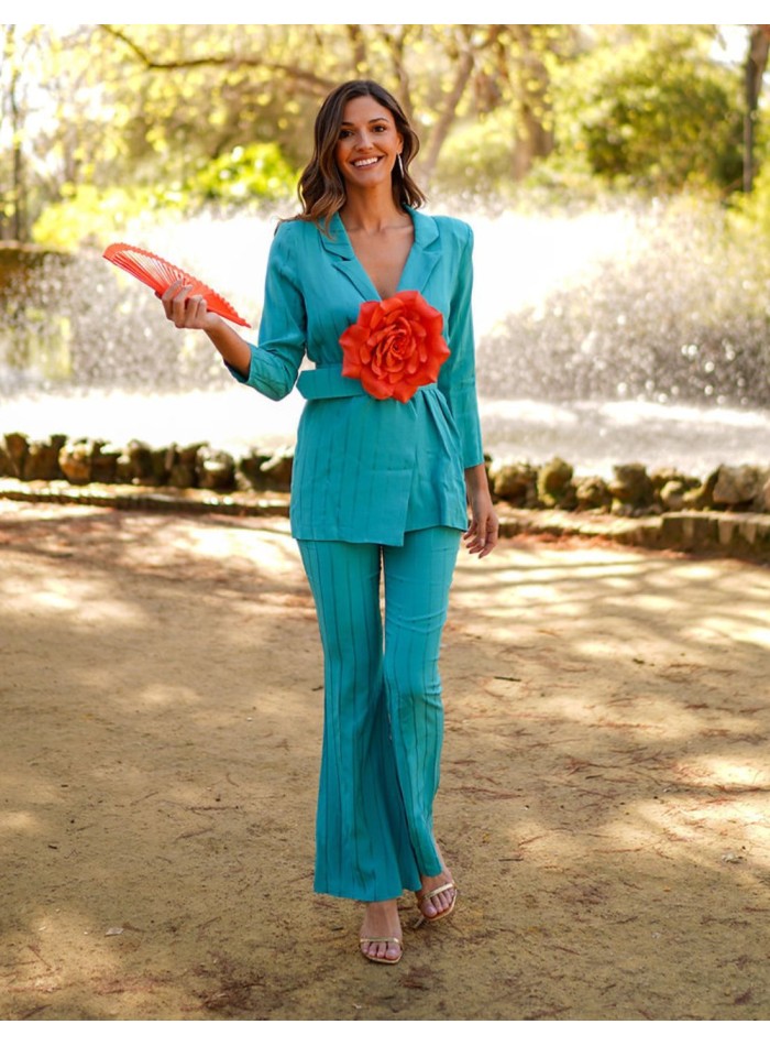 Costume avec Veste ceinturée et pantalon long à...