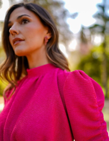 Vestido midi de fiesta de manga francesa con falda de vuelo