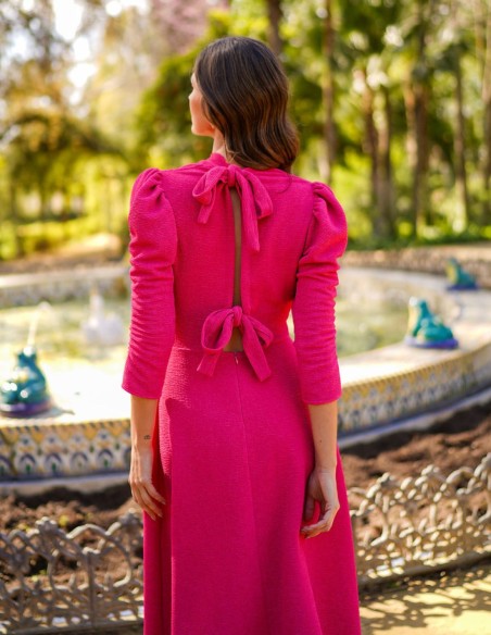 French sleeve midi party dress with flounce skirt