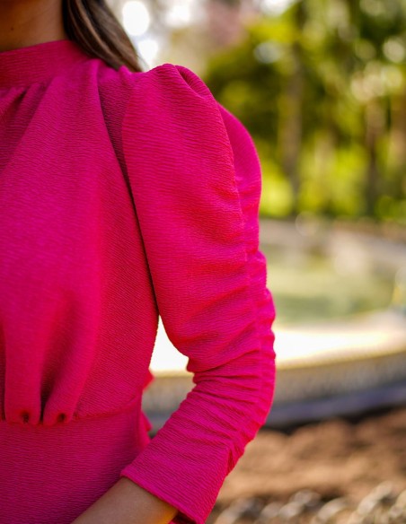 French sleeve midi party dress with flounce skirt