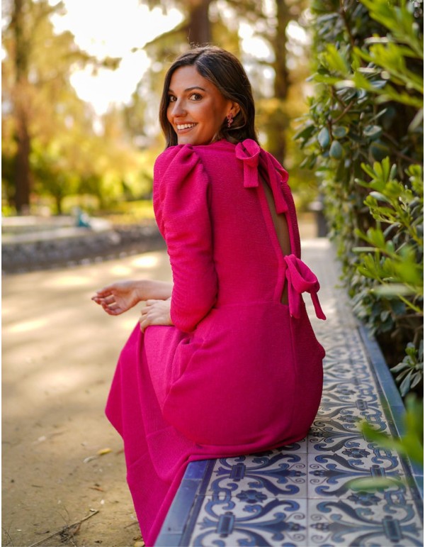 French sleeve midi party dress with flounce skirt 2