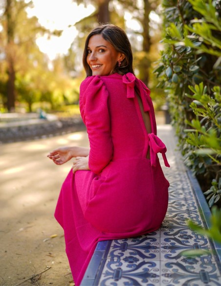 French sleeve midi party dress with flounce skirt