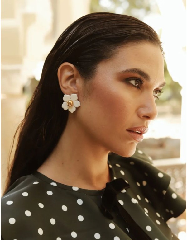 Boucle d'oreilles de fête en acrylique avec fleur en...