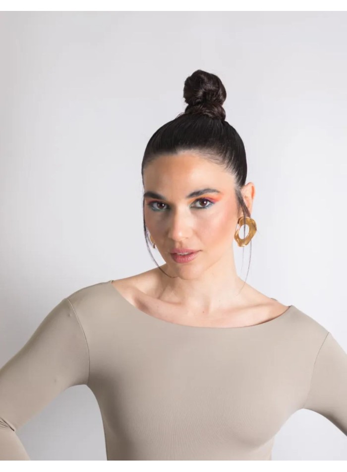 Gold plated circular wavy maxi party earrings