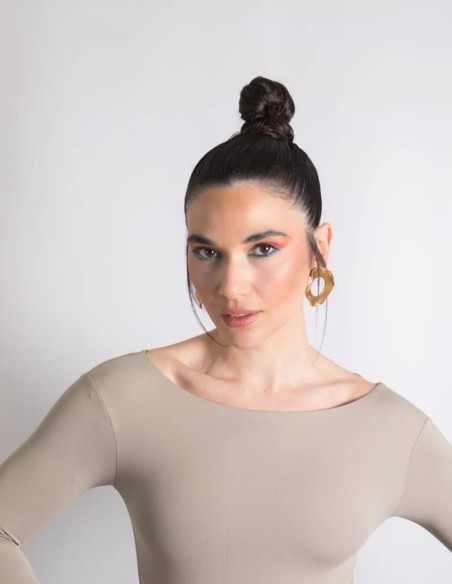 Gold plated circular wavy maxi party earrings