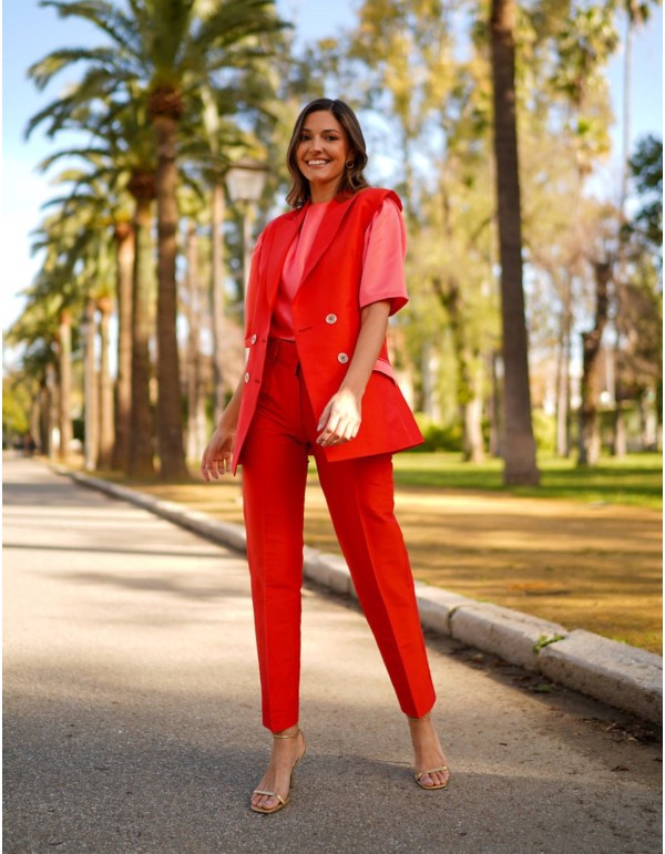 Pantalon de fête droit à taille haute avec pinces 2