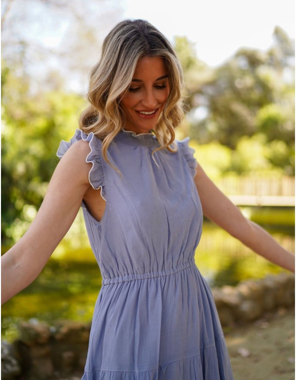 Sleeveless midi party dress with full skirt 2