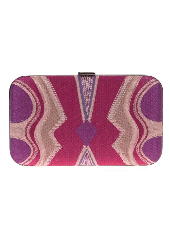 Bolso de mano bordado tricolor para invitada