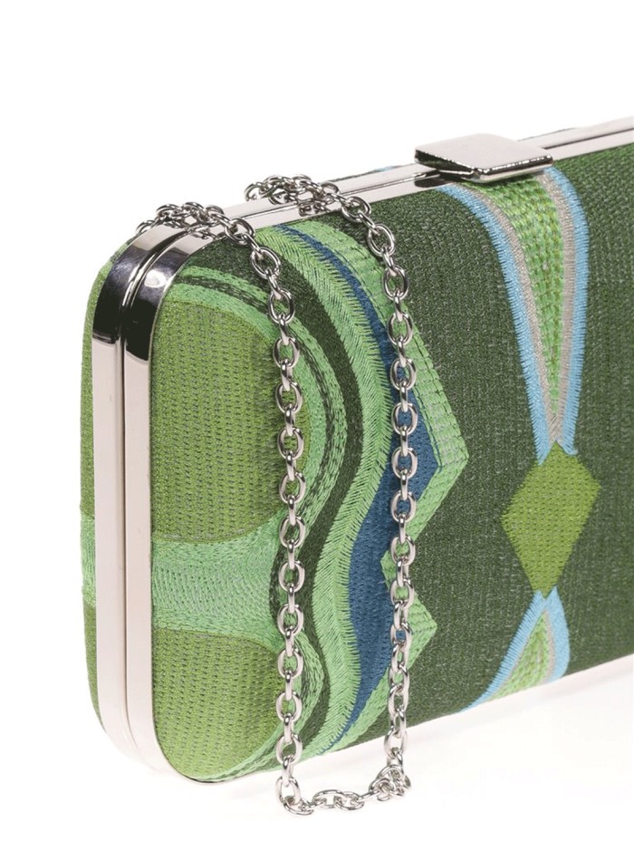Bolso de mano bordado tricolor para invitada