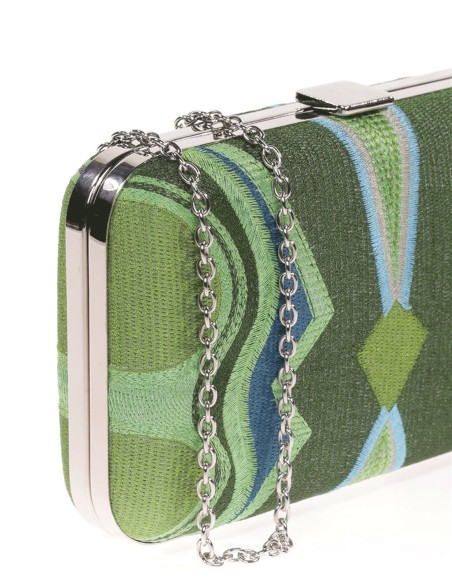 Bolso de mano bordado tricolor para invitada
