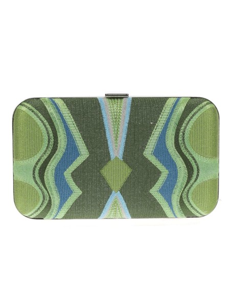 Bolso de mano bordado tricolor para invitada