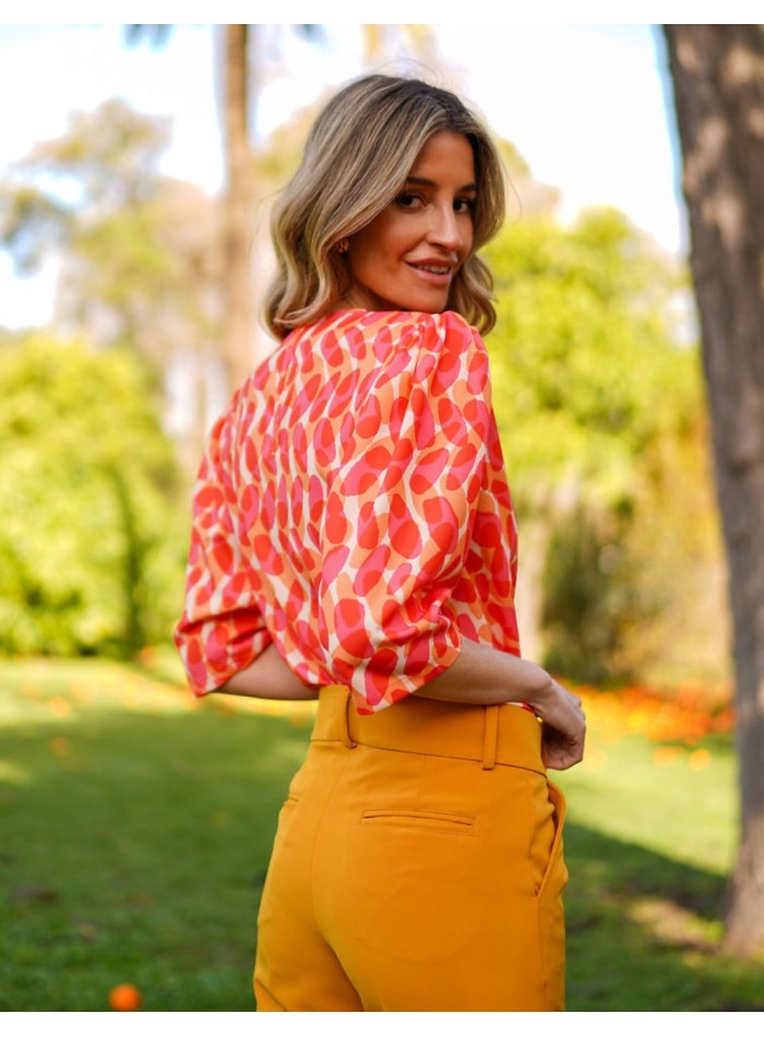 Party blouse with printed fabric and french...