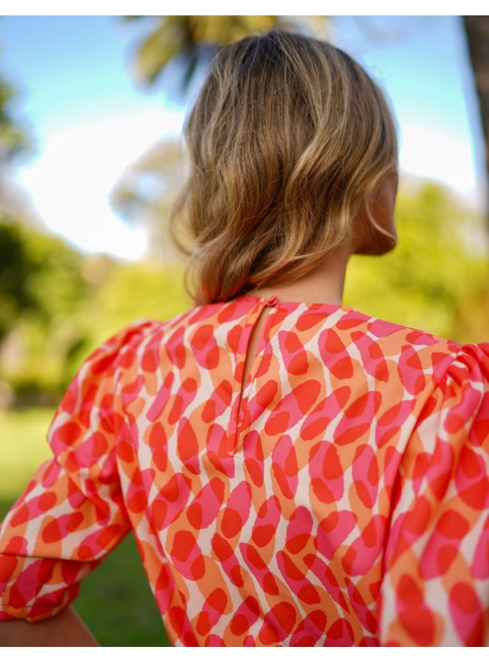 Party blouse with printed fabric and french...