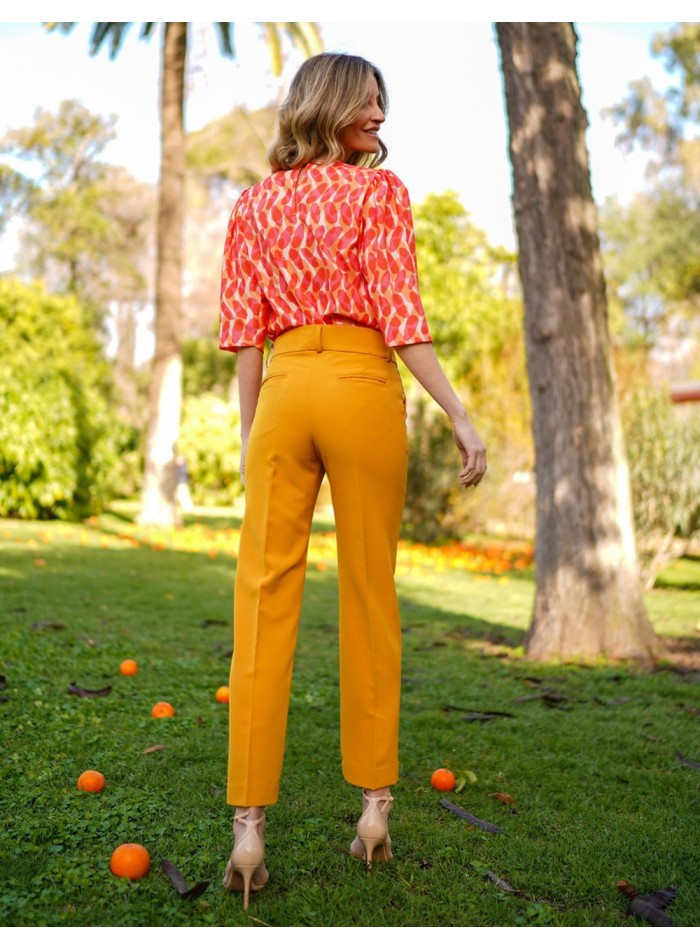 Party blouse with printed fabric and french...