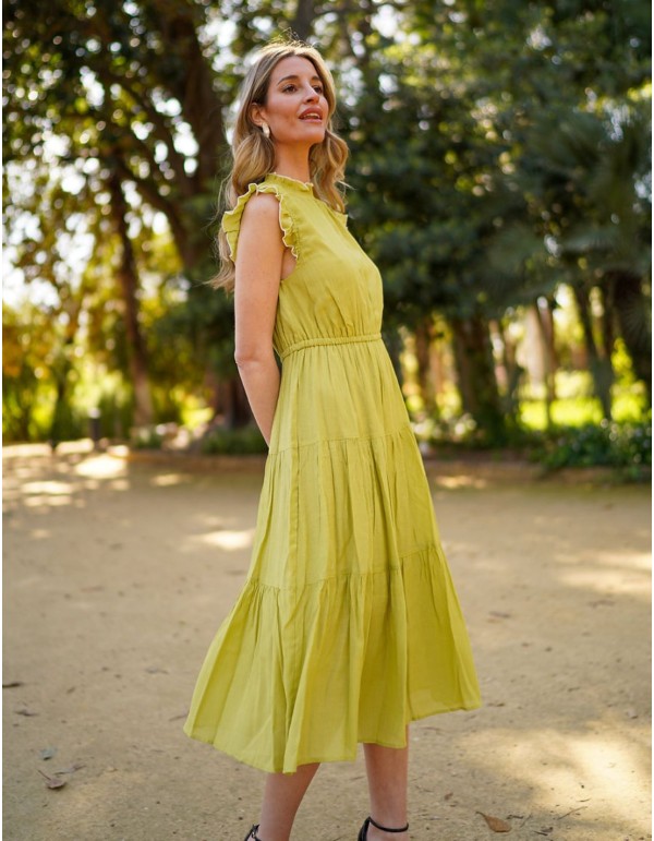 Vestido midi de fiesta sin mangas con escote cerrado 2