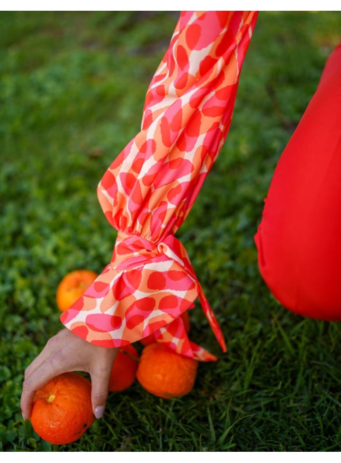 Blouse de fête imprimée à manches longues avec...