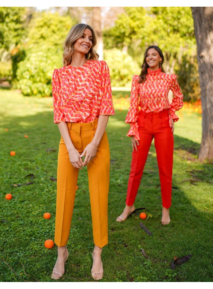 Blouse de fête imprimée à manches longues avec...