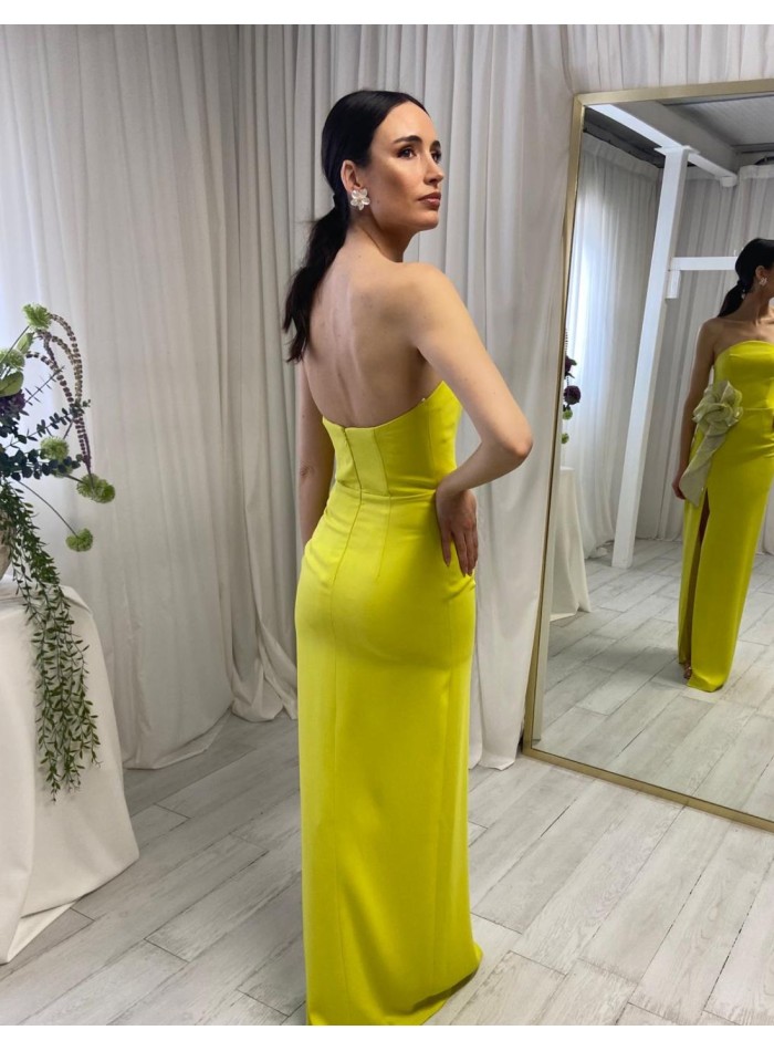 Robe de fête longue sans bretelles avec fleurs,...