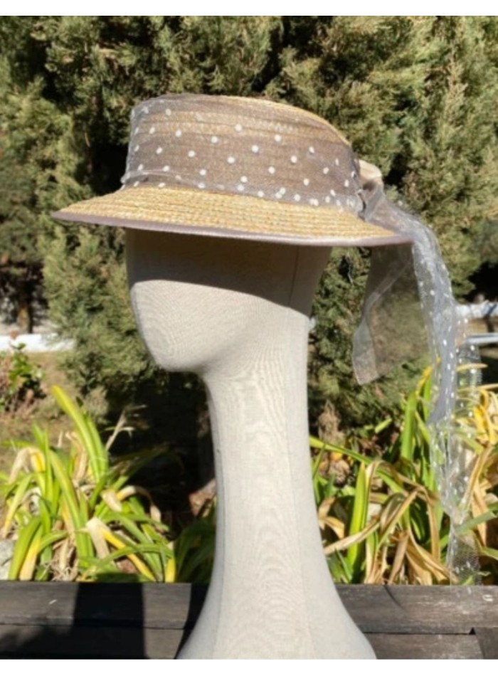 Canotier avec tulle plumeti