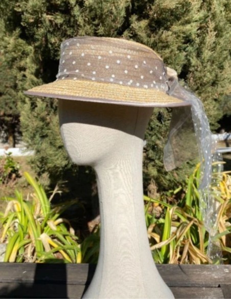 Canotier avec tulle plumeti