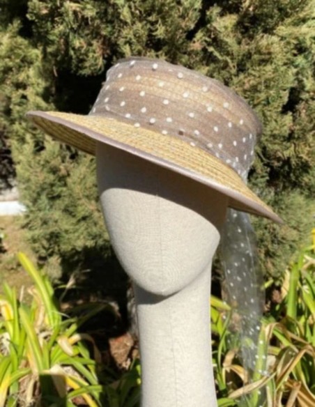 Canotier avec tulle plumeti