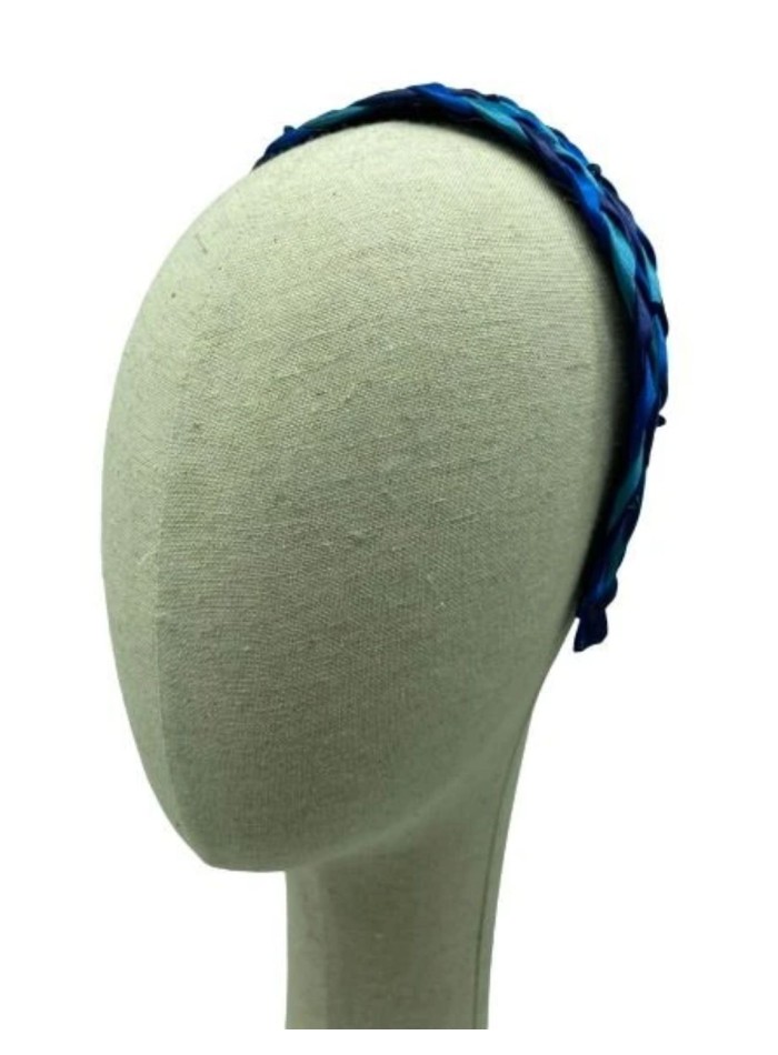 Diadema trenzada doble con apliques joya a color