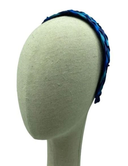 Diadema trenzada doble con apliques joya a color