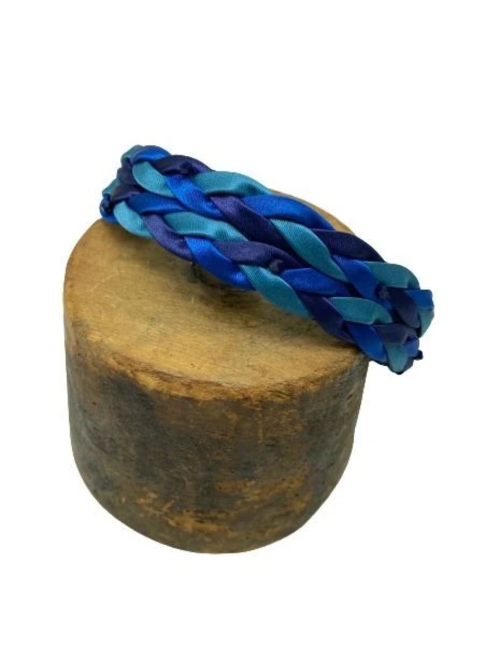 Double braided headband with coloured jewelled...