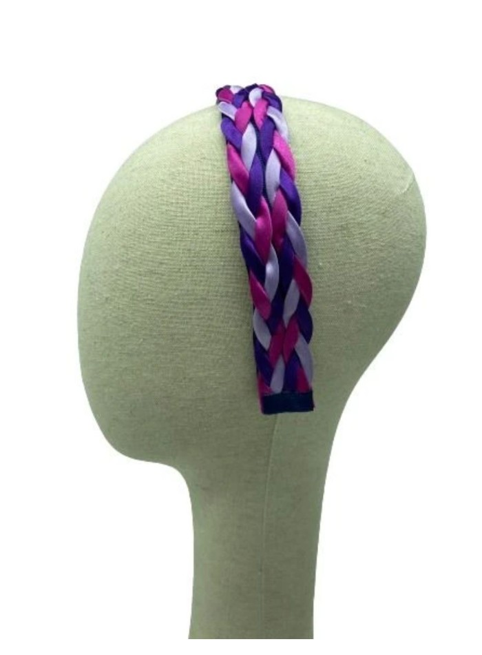Double braided headband with coloured jewelled...