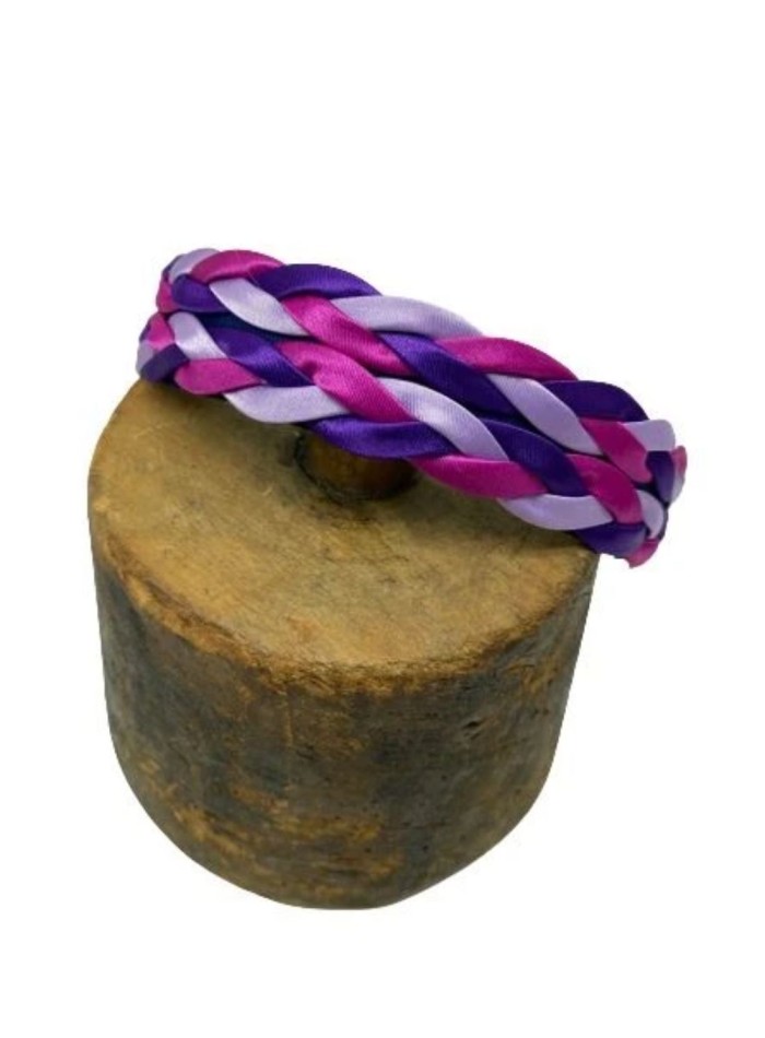 Double braided headband with coloured jewelled...