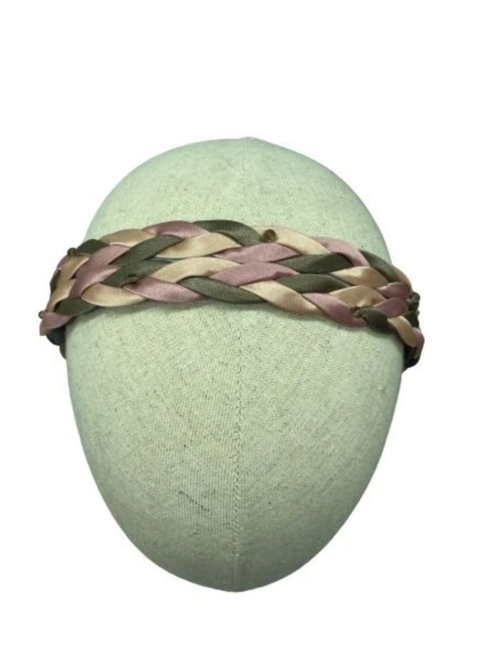 Double braided headband with coloured jewelled...